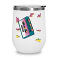 Vintage Cassette Tape In 80S 90S Retro Neon Style Wine Tumbler