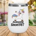 35Th Birthday Unicorn Dabbing Awesome Since 1987 35 Years Old Wine Tumbler
