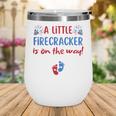 Womens 4Th Of July Pregnancy A Little Firecracker Is On The Way Wine Tumbler