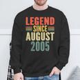 18Th Birthday Legend Since August 2005 18 Years Old Vintage Sweatshirt Gifts for Old Men