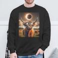 2024 Total Solar Eclipse Highland Cow Wearing Sunglasses Sweatshirt Gifts for Old Men