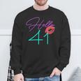 41St Birthday Hello 41 Kiss Purple Bday Women Sweatshirt Gifts for Old Men