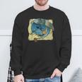 Abstrakte Kunst Fischen Themen Sweatshirt in Schwarz, Kreatives Angler Tee Geschenke für alte Männer