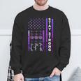 Alzheimer's Awareness Purple Ribbon Distressed American Flag Sweatshirt Gifts for Old Men