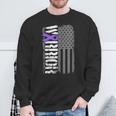 Alzheimers Warrior Vertical American Flag Awareness Ribbon Sweatshirt Gifts for Old Men