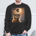 America Totality 04 08 24 Solar Eclipse 2024 Cat Selfie Sweatshirt Gifts for Old Men