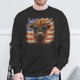 American Flag Highland Cow-Fourth Of July Cow Lover Cool Sweatshirt Gifts for Old Men