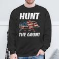 American Hunt The Grunt Hog Vintage Wild Boar Hunting Dad Sweatshirt Gifts for Old Men