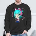 Anime Y Música Chica Para Adolescente Chibi Gráfico Anime Chica Camisa de entrenamiento Regalos para ancianos