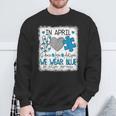 In April We Wear Blue For Autism Awareness Peace Love Autism Sweatshirt Gifts for Old Men