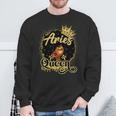 Aries Queen Birthday Afro Natural Hair Black Women Sweatshirt Gifts for Old Men