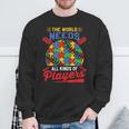 Autism Baseball The World Needs All Kinds Of Players Sweatshirt Gifts for Old Men
