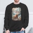 Bear And Fox Mountain Hiker Nature Camping Outdoors Retro Sweatshirt Gifts for Old Men