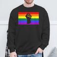 Black Protest Fist Lgbtq Gay Pride Flag Blm Unity Equality Sweatshirt Gifts for Old Men