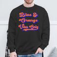 Blue Orange Football Team School Game Day Colors Sweatshirt Gifts for Old Men