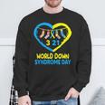 Blue Yellow Heart 21 World Down Syndrome Awareness Day 2024 Sweatshirt Gifts for Old Men