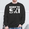 Born to Ski Schwarz Sweatshirt, Pistenmotiv für Skifahrer Geschenke für alte Männer