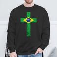 Brazil Jesus Cross Brazilian Faith Brasileiro Christian Sweatshirt Gifts for Old Men