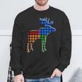Buffalo Plaid Standing Moose Silhouette Colorful Moose Lover Sweatshirt Gifts for Old Men
