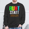 Bunt Statt Braun Sweatshirt, Farbblock-Schrift Design, Schwarzes Tee Geschenke für alte Männer