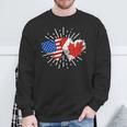 Canada Usa Friendship Heart With Flags Matching Sweatshirt Gifts for Old Men