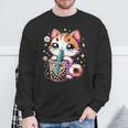 Cat Boba Japanese Kawaii Anime Kitty Bubble Tea Neko N Sweatshirt Gifts for Old Men