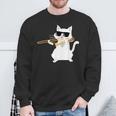 Cat Playing Trombone Sweatshirt Gifts for Old Men