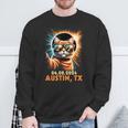 Cat Taking A Selfie Total Solar Eclipse 2024 Austin Texas Sweatshirt Gifts for Old Men