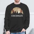 Cincinnati Skyline City Vintage Baseball Lover Sweatshirt Gifts for Old Men