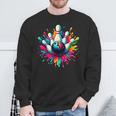 Colorful Bowling Game Day Bowling Cute Colorsplash Ball Sweatshirt Gifts for Old Men