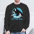 Comer La Rica Ballena Orca Meme Camisa de entrenamiento Regalos para ancianos