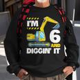 Construction Truck 6Th Birthday 6 Years Old Digger Excavator Sweatshirt Gifts for Old Men