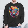 Cooles Bison-Kopf- Mit Hellen Farben Sweatshirt Geschenke für alte Männer