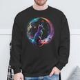 Cosmic Cat Cool Colorful Crescent Moon And Clouds Kitten Sweatshirt Gifts for Old Men