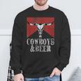 Cowboys & Beer Vintage Rodeo Bull Horn Western Country Sweatshirt Gifts for Old Men