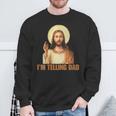 Damen Lustiges „Ich Erzähle Papa“ Lustiges Religiöses Christliches Jesus-Meme Mit-Ausschnitt Sweatshirt Geschenke für alte Männer