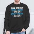 Damen Man Braucht Keine Haare Um Ein Super Papa Zu Sein Mit-Ausschnitt Sweatshirt Geschenke für alte Männer