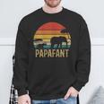 Damen Papafant Papa Elefant Retrointage Sunsetatertag Savanne Mit-Ausschnitt Sweatshirt Geschenke für alte Männer