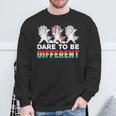 Dare To Be Different Dabbing Unicorn Pansexual Lgbt Pride Sweatshirt Gifts for Old Men