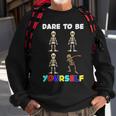 Dare To Be Yourself Autism Awareness Dabbing Skeleton Sweatshirt Gifts for Old Men