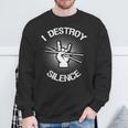 I Destroy Silence Vintage Music Bands Drum Sticks Drummer Sweatshirt Gifts for Old Men