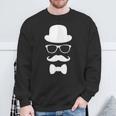 Disguise Man Top Hat Glasses Moustache Bowtie Sweatshirt Gifts for Old Men