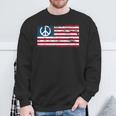 Distressed American Usa Flag With Peace Sign Sweatshirt Gifts for Old Men