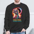 Eagle Pass Texas Total Solar Eclipse 2024Rex Dinosaur Sweatshirt Gifts for Old Men