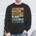 Earth Day Save Rescue Animals Recycle Plastics Planet Sweatshirt Gifts for Old Men
