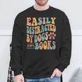 Easily Distracted By Dogs & Books Animals Book Lover Groovy Sweatshirt Gifts for Old Men