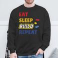 Eat Sleep Build Repeat Klemmbaustein Spielzeug Stones Sweatshirt Geschenke für alte Männer