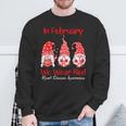 In February We Wear Red Three Gnomes Heart Disease Awareness Sweatshirt Gifts for Old Men