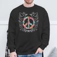 Floral Peace Sign Love 60S 70S Tie Die Hippie Costume Sweatshirt Gifts for Old Men