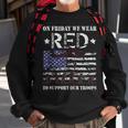 On Friday We Wear Red Support Our Troops American Flag Retro Sweatshirt Gifts for Old Men